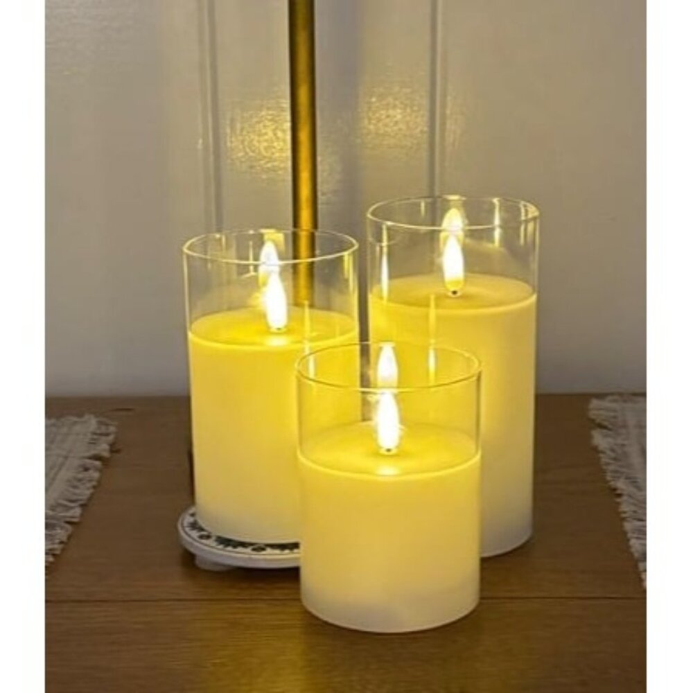New Flickering Flameless Candles with Remote, White Battery Operated Candles